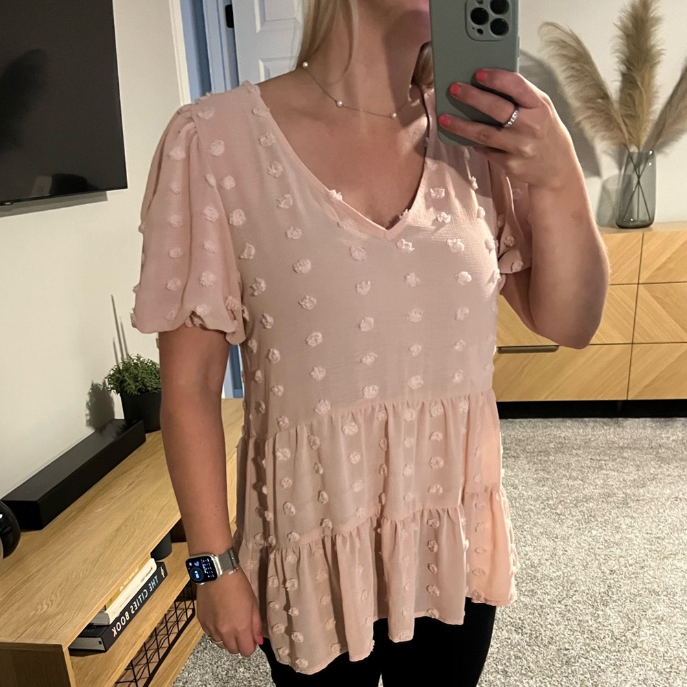 Blu Pepper Light Pink Textured Blouse